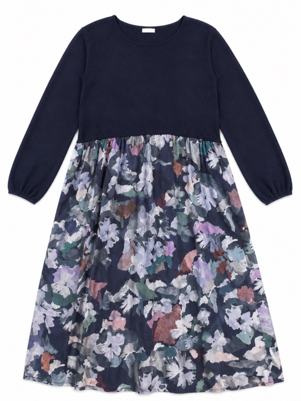 POETRY • 100% Wool & Lyocell • Navy • Floral Midi Dress • Large